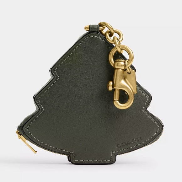 Coach Tree Coin Purse Bag Charm Wallet in Dark Cypress Glovetanned Leather NWT - Picture 12 of 13